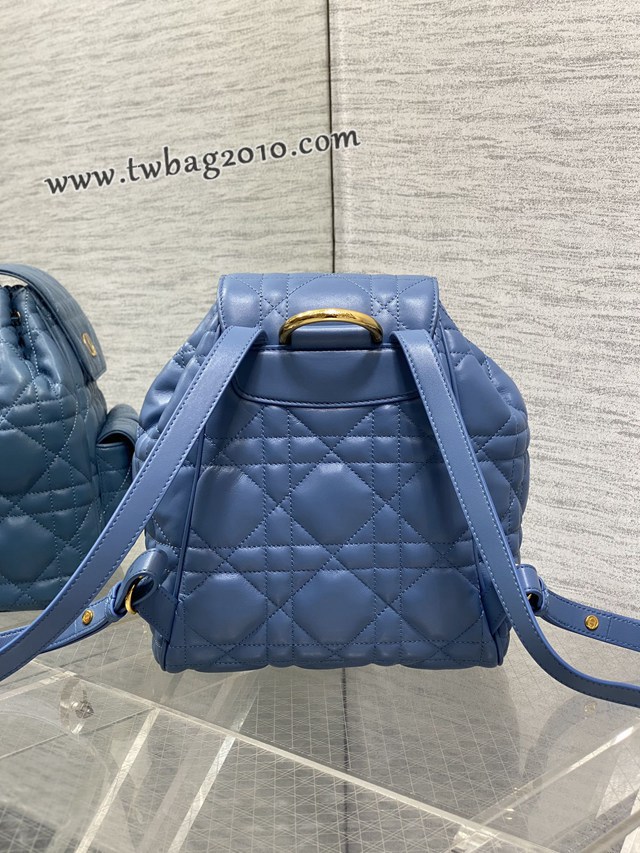 Dior专柜新款迪奥高仿原单蓝色Caro秋冬系列大号双肩包 djfk1248